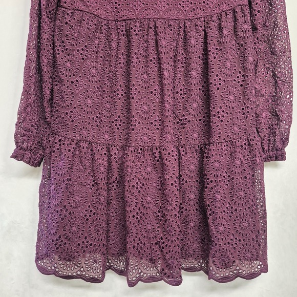 Lilly Pulitzer Womens XS Dress Winona Eyelet Long Sleeve Cherry Ganache Tiered - Picture 8 of 10